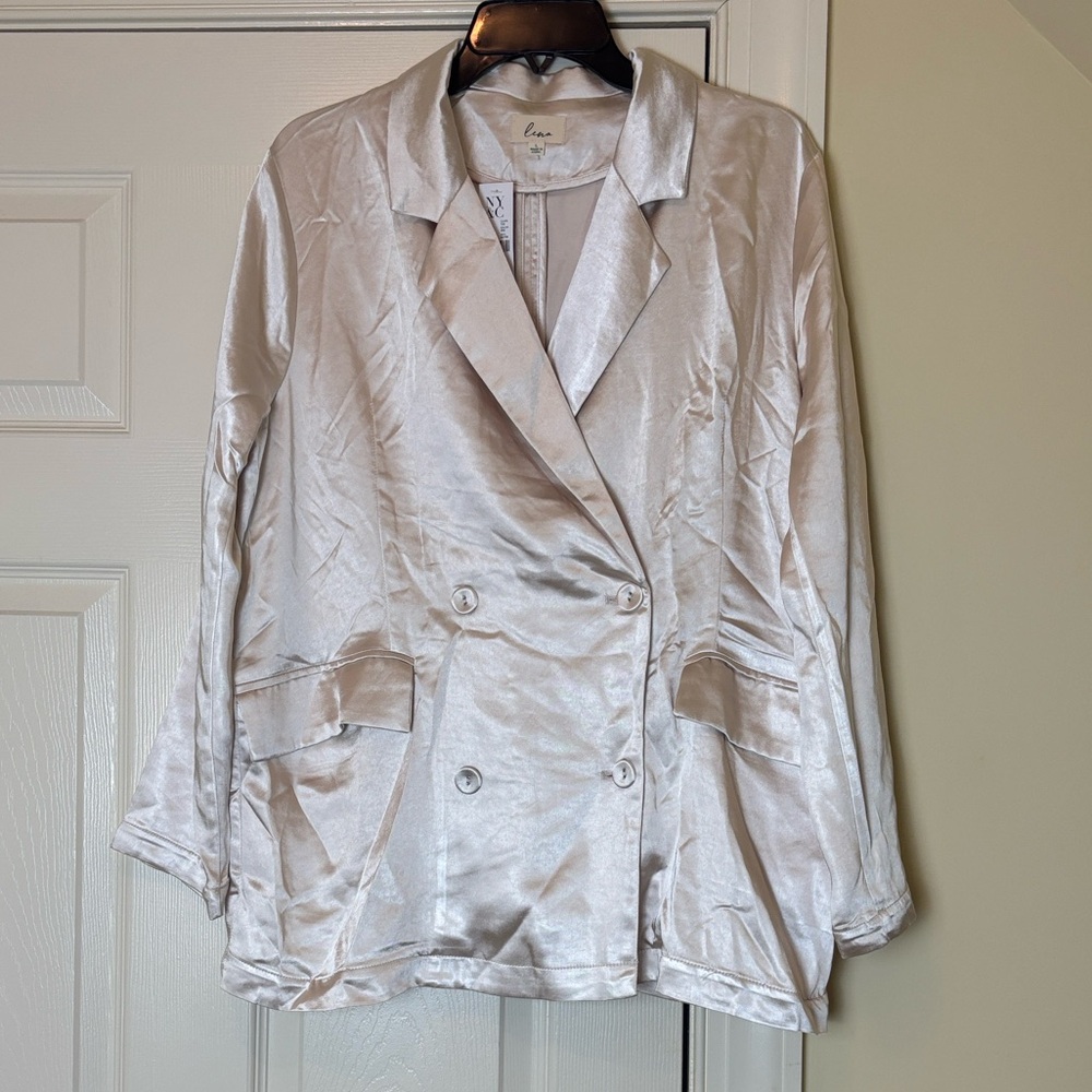 NWT Lena Satin Oversized Double-Breasted Blazer size Large